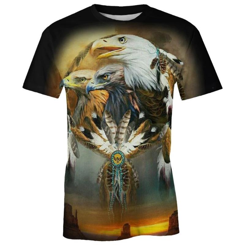 Men's 3D Printed T-Shirt Short Animal Wolf Print Sleeve O-Neck Pullover casual top