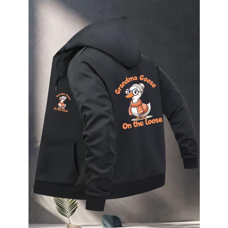 Hooded Zip-Up Jacket for Men Multi-Pocket Design Wind-Resistant Cozy Warm Cold Weather XXL чёрный