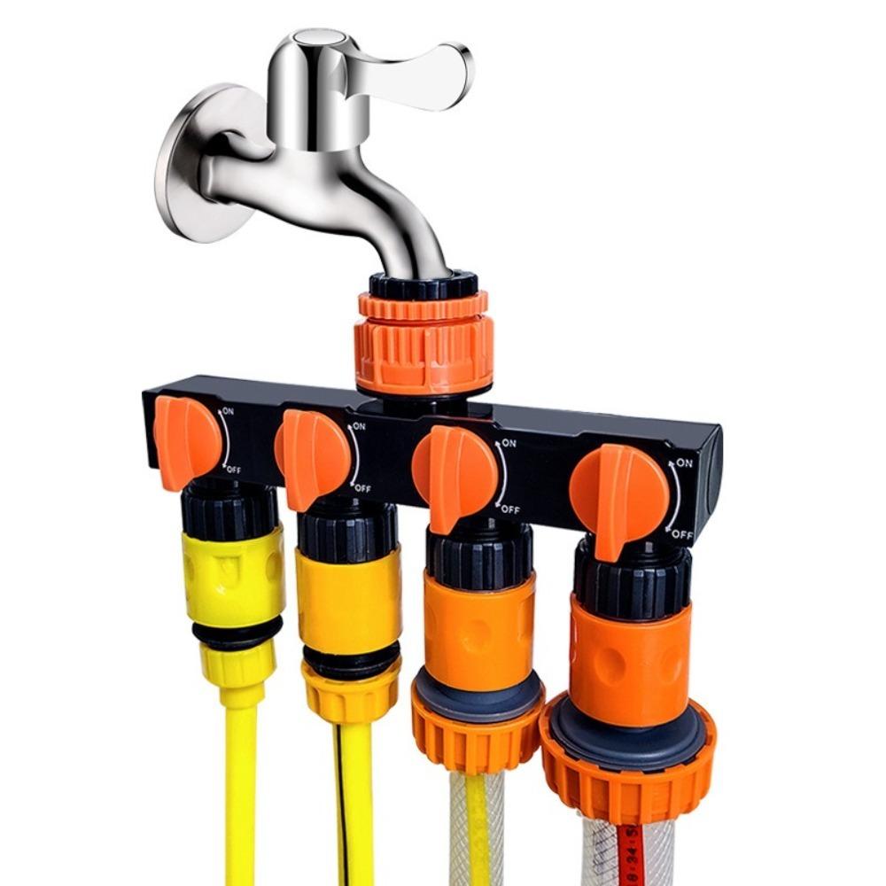 4 Independent Switches Garden Hose Splitter Robust Valve Flexible Hose Connection Hose Connector Splitter Heavy Duty