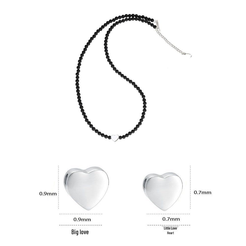 Black Agate & Pearl Beaded Heart Lock Necklace - Retro Chinese Style Clavicle Chain for Girls