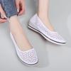 Fashion Comemore White Lace Hollow Breathable Shoes Flat Mid Wedge Heel Women's Summer Slip On Shoes Size 34-41 Black Sneakers Women