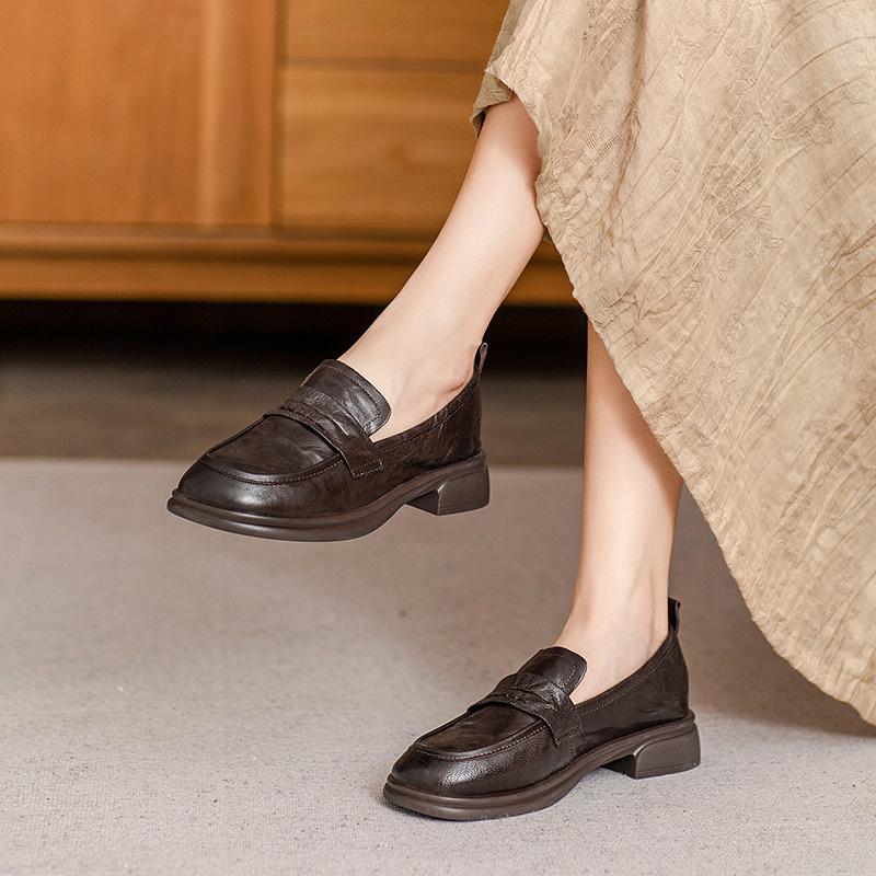 Dress Shoes Women Loafers Sheepskin Real Leather Low Heels Formal Business Suit Ladies 2025 Flats Shoes Spring Autumn Handmade