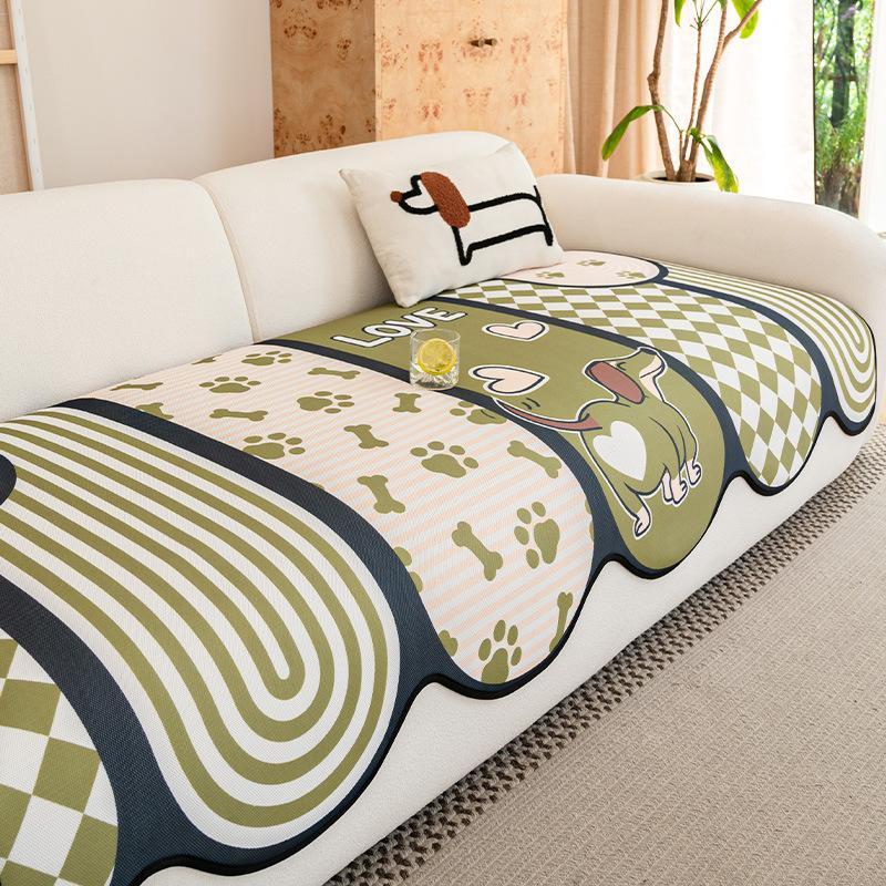 

2025 лето новый специальной формы диванная подушка мультяшная прохладная подушка для сиденья из ледяного шелка прямой ряд нескользящий и устойчивый к царапинам коврик чехол 90*70cm