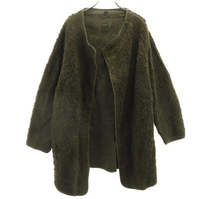 FRANZÖSISCHE ARMEE 70er Jahre Vintage F2 Innenfutter Boa Mantel 92C Khaki Militär Herren Gebraucht