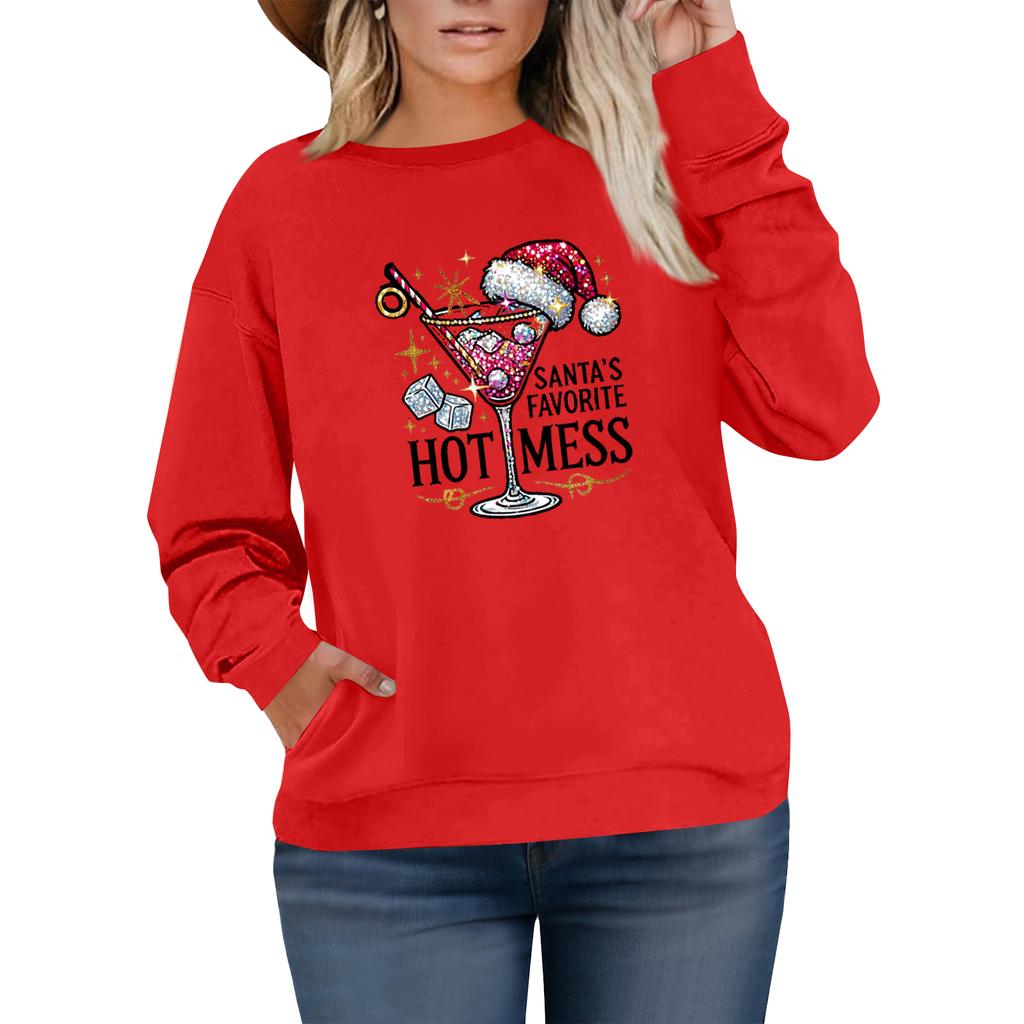 Women's Fashionable Casual Plus-Size Long Sleeve Pullover Printed Sweatshirt