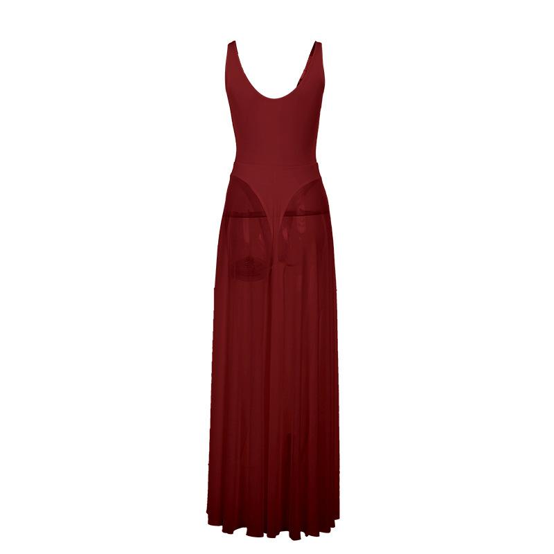 Transparent Maxi Dress Bodysuit Plunging Backless Long Summer Dress Women Sexy Beach Party Dresses