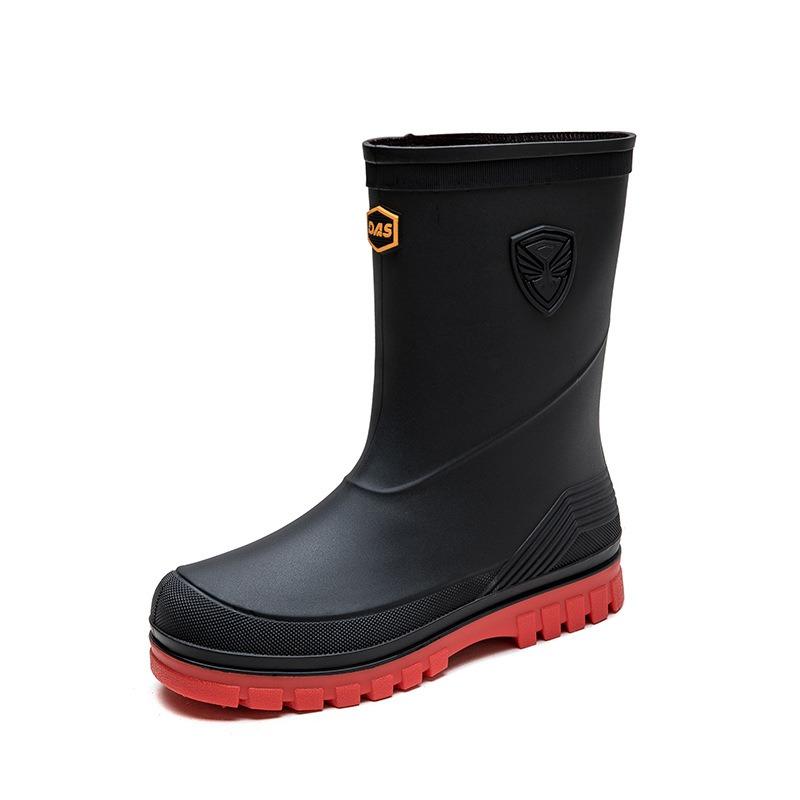 Bundle rain shoes men's medium tube non-slip waterproof shoes platform rain boots outdoor water boots thermal rubber shoes men's fashion