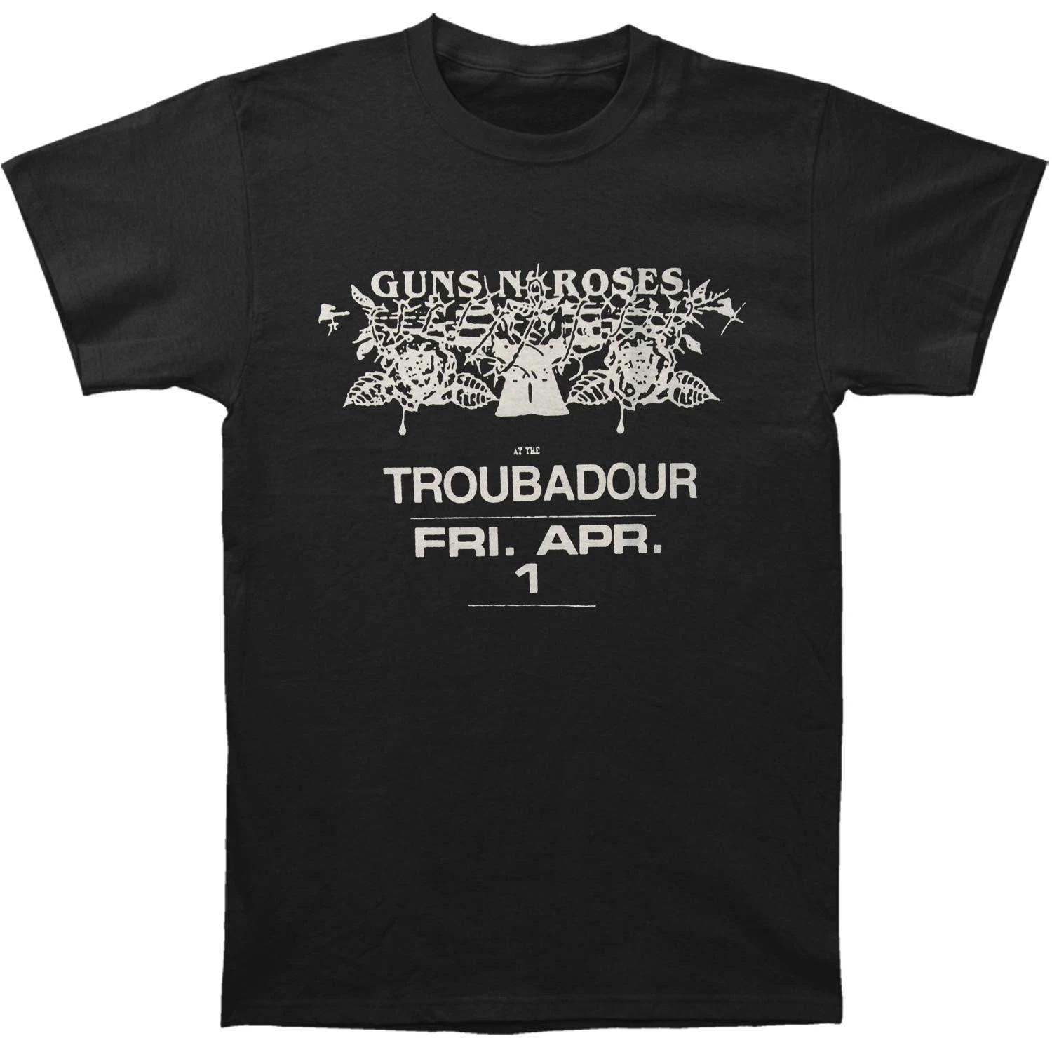 Men s Guns N Roses Troubadour Flyer Slim Fit T-shirt Small Black XS