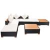 Set 7 piese pentru lounge de grădină cu perne Poly Rattan Negru