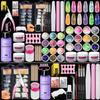 3 Colors Acrylic Powder Set with Nail Lamp Kit, Glitter Dipping Powder & Nail Art Tools, Quick Dry Long Lasting