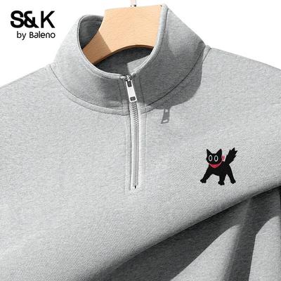 Baleno Men's S&K Printed Stand-Collar Half-Zip Sweatshirt