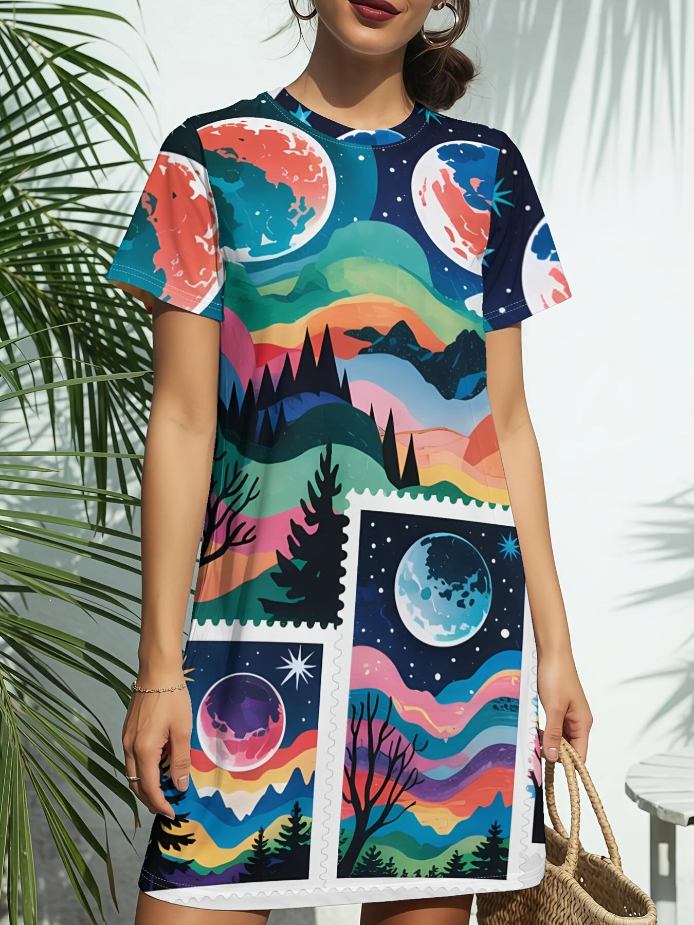 

Women s New Crew Neck Short Sleeve T-Shirt Dress. American Trend Digital Print. Casual ; Versatile for Spring and Summer. Elegant ; Chic Women s D XL дубильна кора