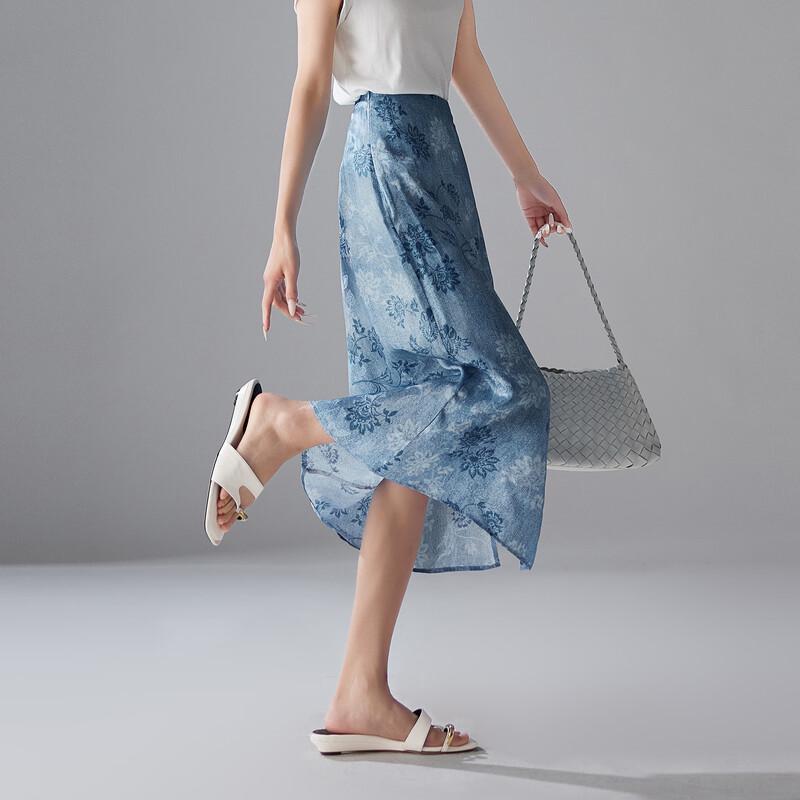 SOFSIL Floral Silk Blend High-Waist Mid-Length Skirt