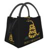 Libertarian Gadsdens Flag Insulated Lunch Bags for Women Leakproof Dont Tread On Me Thermal Cooler Lunch Tote Work Picnic
