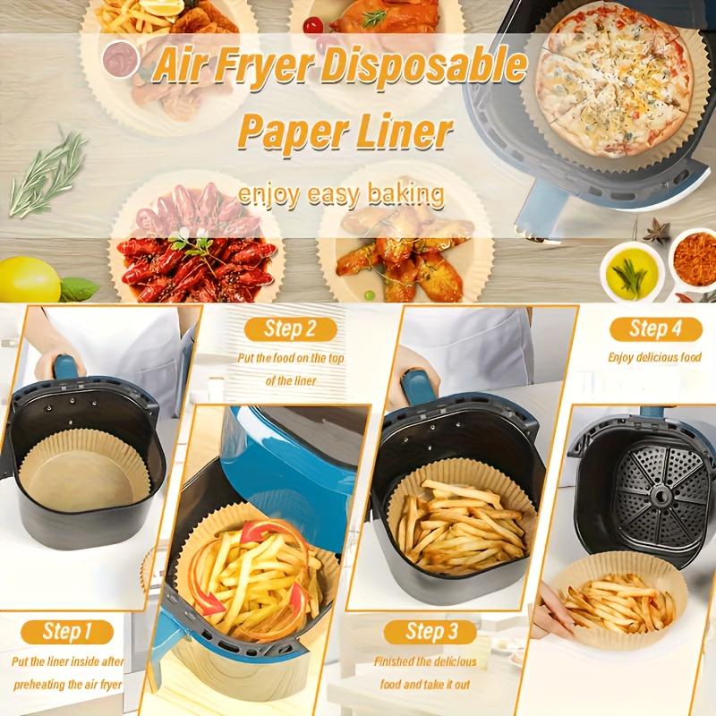 50pcs Air Fryer Baking Paper, Round Disposable Parchment Paper, Suitable for Frying, Baking, Microwaving,Cooking - Easy To Clean