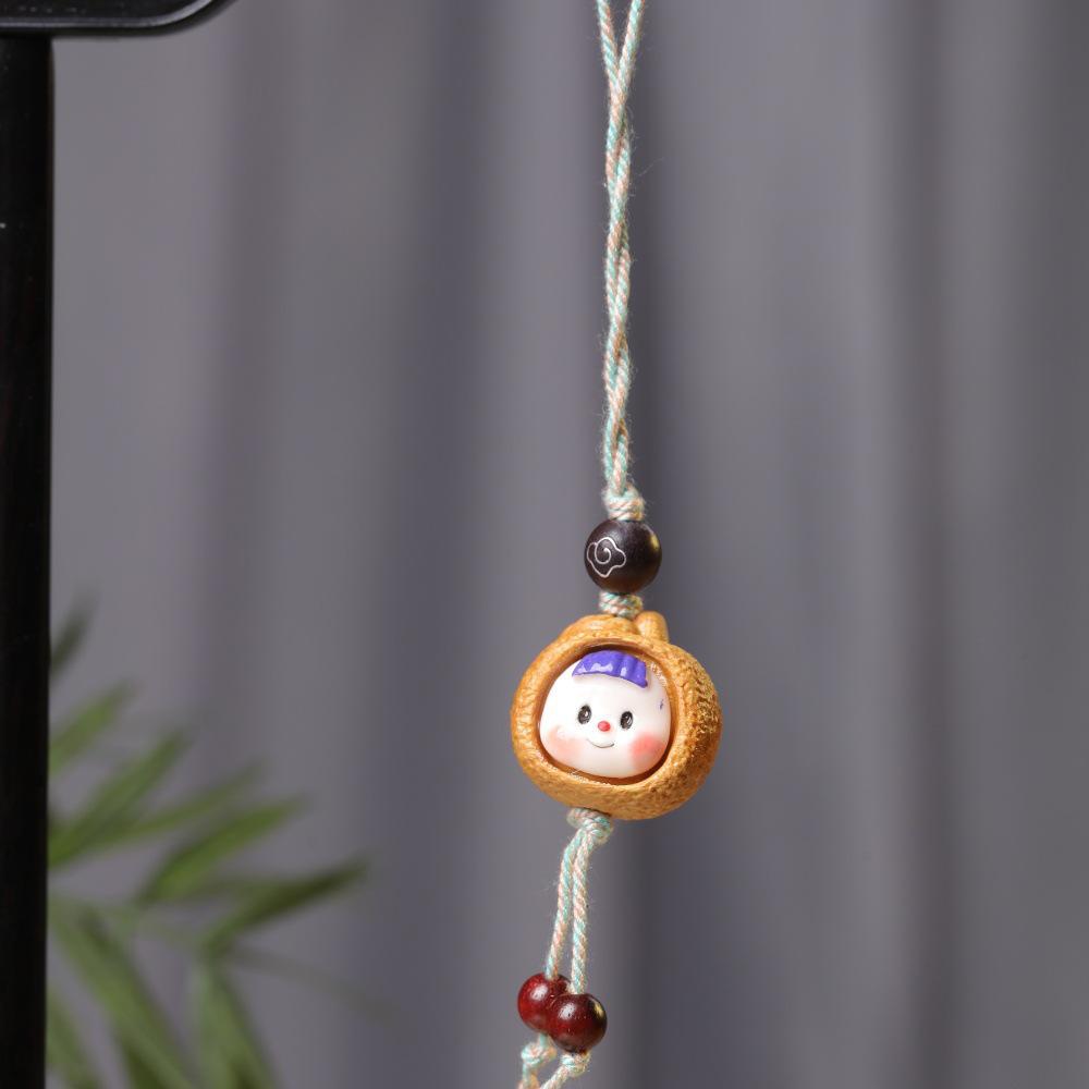 Sandalwood Cute Cartoon Chestnut Garlic Pendant Phone Strap Keychain