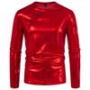 Autumn and Winter Men's Fashion Trend Party Stage Glossy Long Sleeve Round Neck T-shirt Product T-shirt