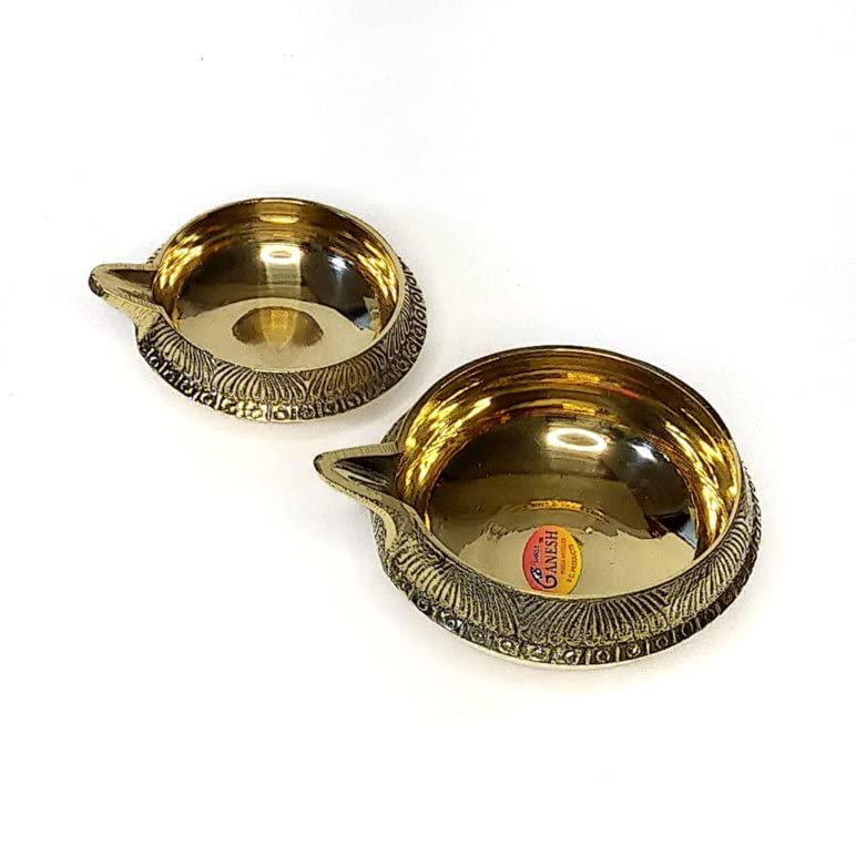 Sedona Magic Gold Oil Lamp, 9.2cm Outer Diameter, Brass Incense Burner, Antique, for Worship, Candlestick Holder, Incense, Indian, Asian, Ethnic…