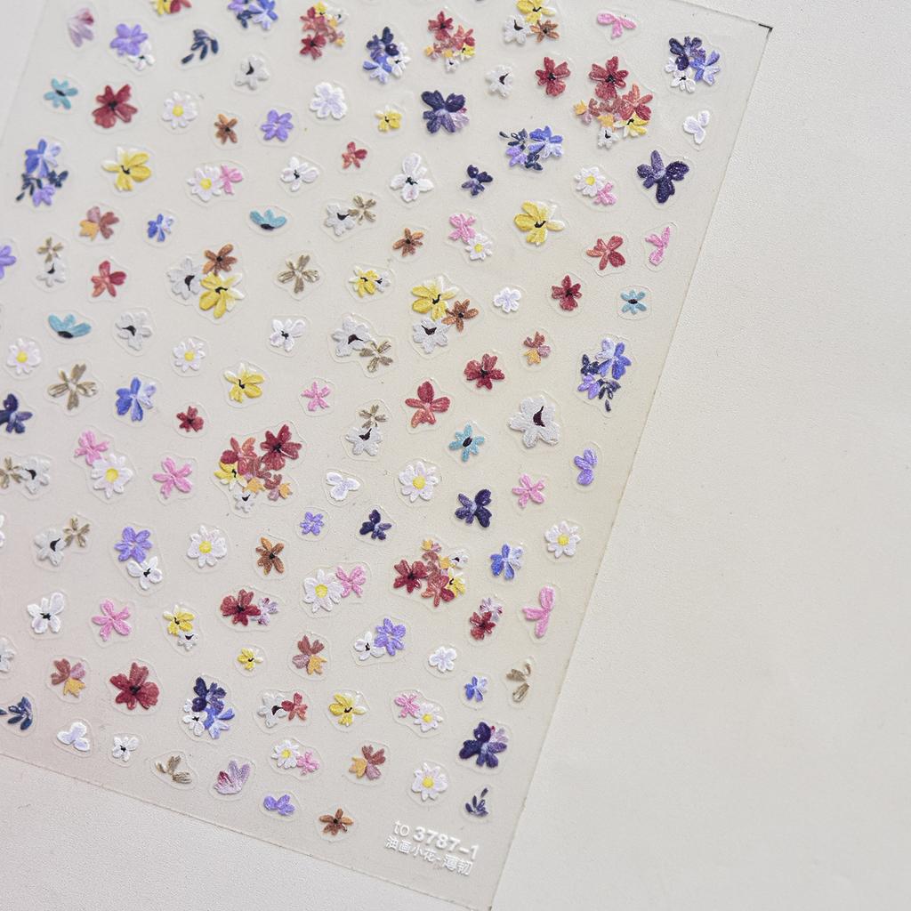 1Sheet 5D Soft Embossed Relief Nail Stickers Cute Daisies Self Adhesive Slider Stickers Press On Nails DIY Nail Art Dec