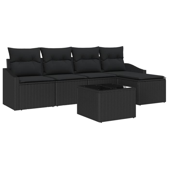 VidaXL Ensemble de salle à manger de jardin de 6 pièces avec coussins Beige en poly rotin 3355362