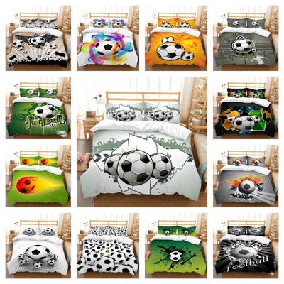 Heimtextilien Fußball-Kinderbettwäsche-Set, 3D-Fußball-Bettwäsche, Schlafzimmer-Dekor, weiche Mikrofaser, Einzelbett, Doppelbett, King-Size-Kissenbezug