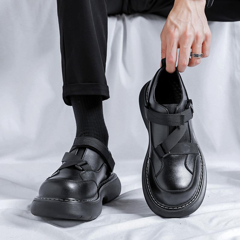 Fashion 2025 Mens Leather Shoes Fashion Thick Soled Comfortable Business Casual Men's Shoes Luxury Designers Mens Black Dress Shoes