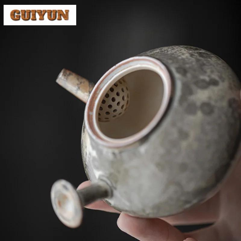 Japanese Ink Wood-fired Porcelain Teapot Retro Side Handle Pot Tea Maker Kettle Oolong Tea Teaware Accessories Gift Collection