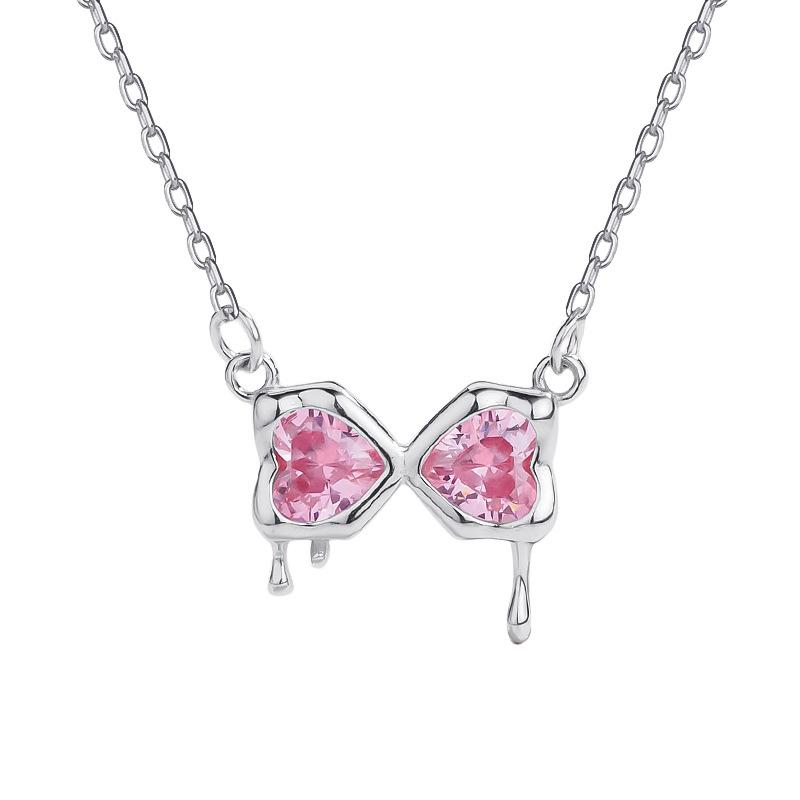 New Trendy Bow Necklace for Female Niche Design, Light Luxury Lava Heart Collarbone Chain, Student Commemorative Gift