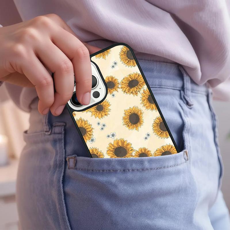 Sunflower Floral Phone Case For iPhone 17 Air 15 16e 14 13 Pro Max Coque 12 11 Pro Max PLUS cover