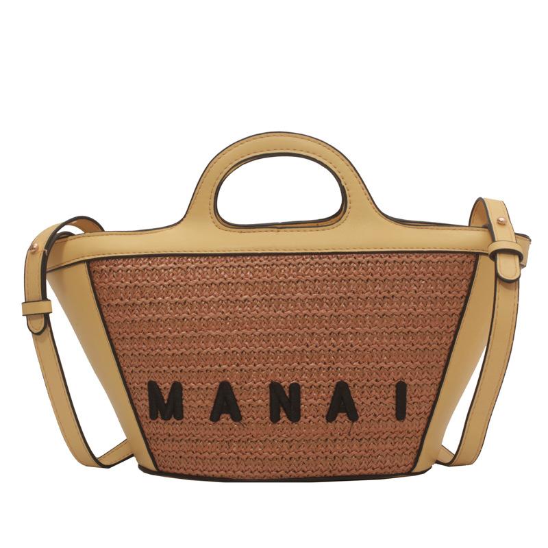 Fashion Hotest Hotest Straw Bag Bucket Bag Big Rattan Shoulder Bags Large Capacity Woven Bag Hand-Made Handbags