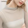 Women'S Autumn See-Through Sexy Mesh Knitted Long-Sleeved T-Shirt Top Fs391A