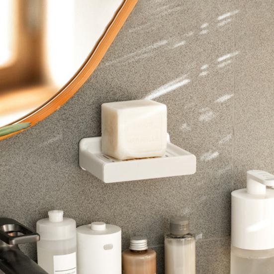 Self-draining Soap Dish with Drawer-Type Drip Tray Wall-Mounted Bar Soap Holder for Shower Bathroom Bathtub Kitchen Sink