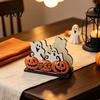 Solid Wood Tissue Holder Halloween Wooden Napkin Holder, Cute Pastel Pumpkin Ghost Black Cat Tabletop Dispenser, Waterproof Decorative Paper