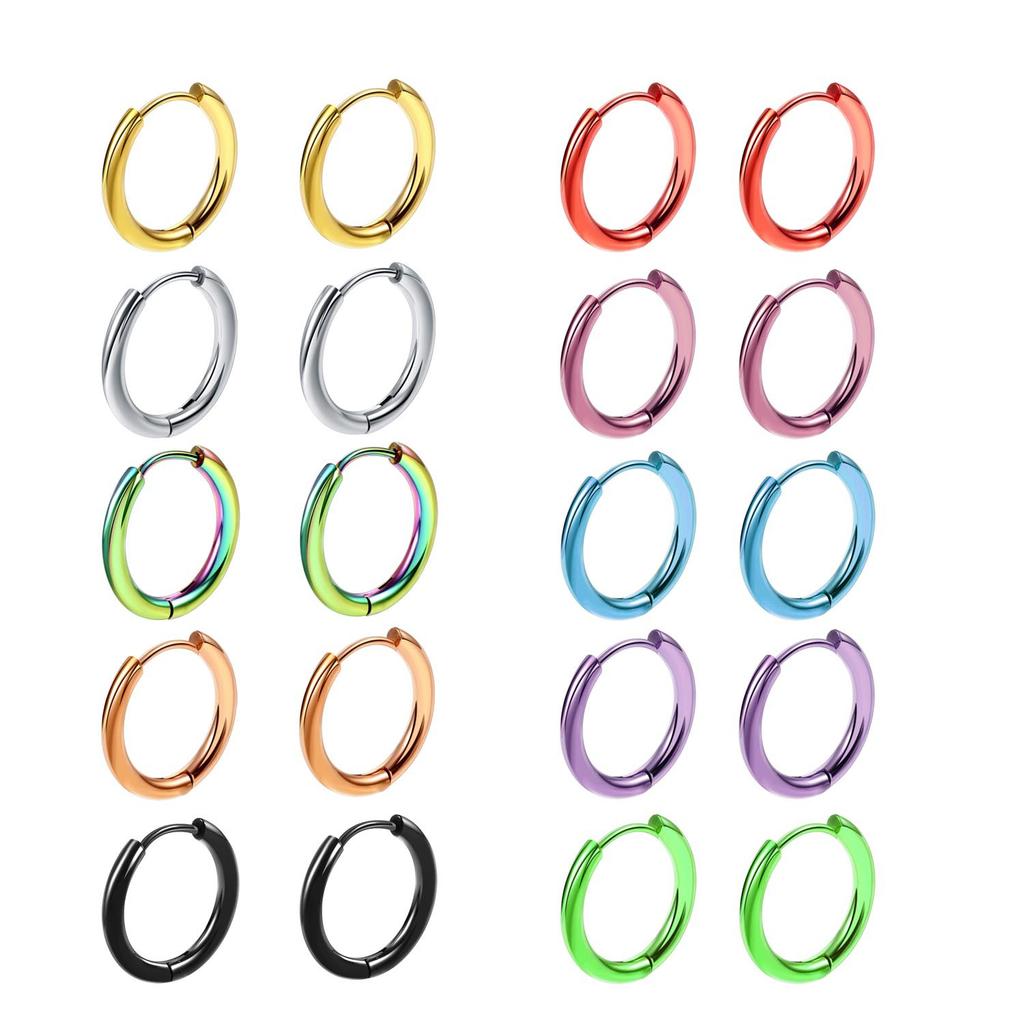 8/10/12/14/16/18/20mm Huggies Hoop Earring Helix Piercing Cartilage Hoops Tragus Earring Lobe Jewelry Pink Unisex Rook Earrings