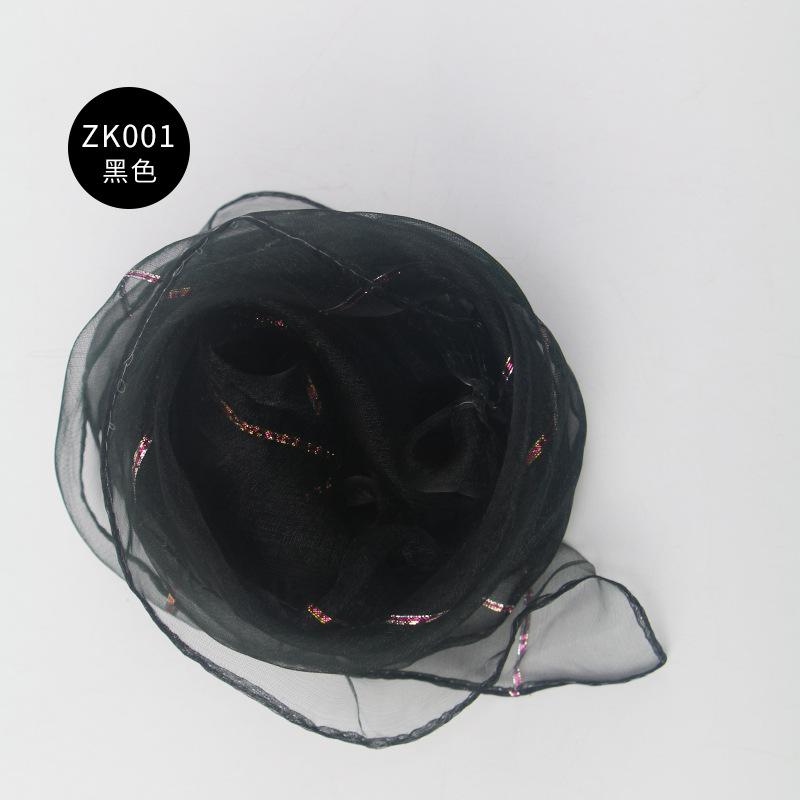 Shiny Thread Solid Color Chiffon Small Scarf Kindergarten Performance Dance New Style Small Square Scarf Candy Color Silk Scarf