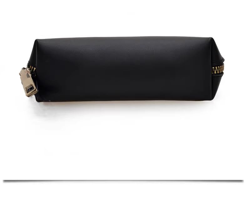 PrimeBlis Slim Pencil Large PU for Students and Adults Case, Lightweight, Anti-Loss, Capacity, Leather, (Black, Medium)