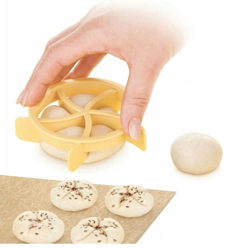 Plastic Pastry Cutter Dough Cookie Press Homemade Bread Rolls Molds Stamp Baking Tool