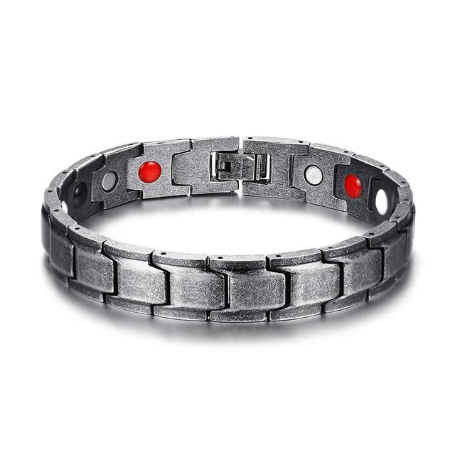 Vinterly Black Blue Bracelets Men Stainless Steel 12mm Wrist Band Magnetic Health Energy Magnet Benefits Jewelry Male Germanium
