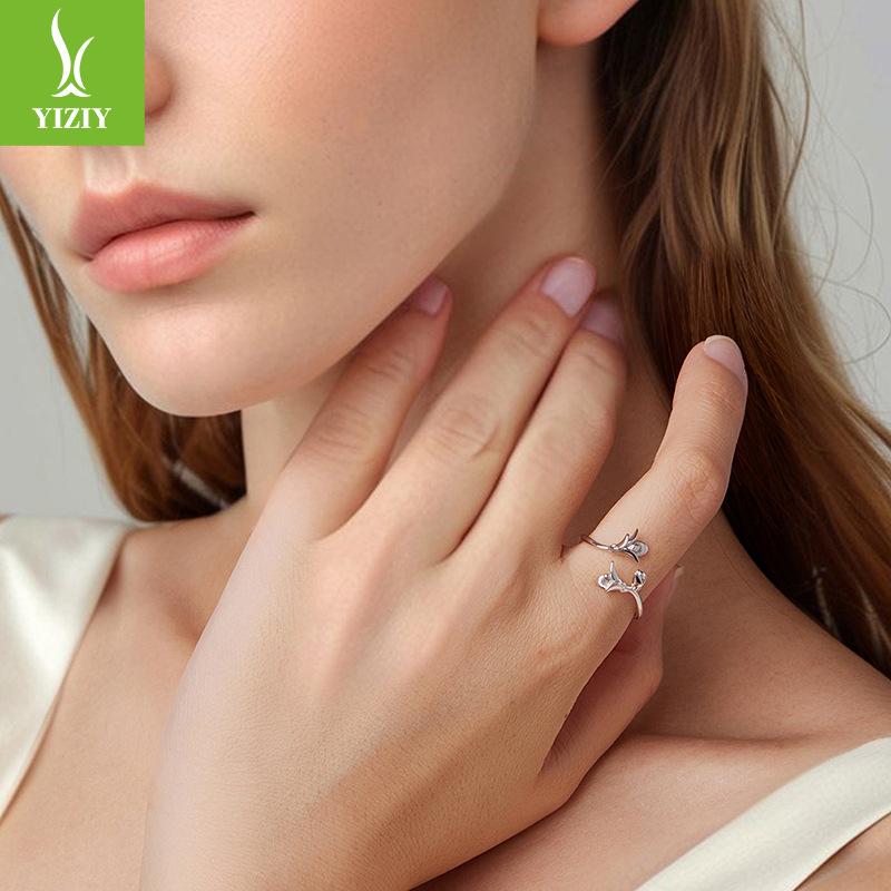 Exquisite Lavender Open Ring Women'S Romantic Elegant Flower S925 Sterling Silver Ring Jewelry