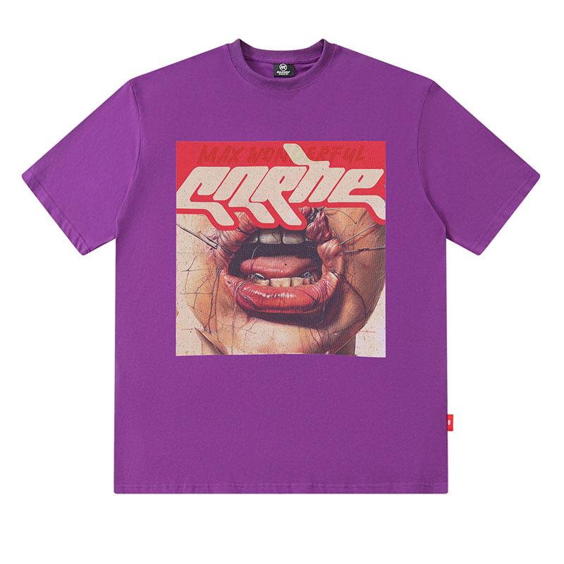 European And American High Street Abstract Printing T-Shirt Oversize Large Version Casual Cotton Short-Sleeved T-Shirt Men And Women