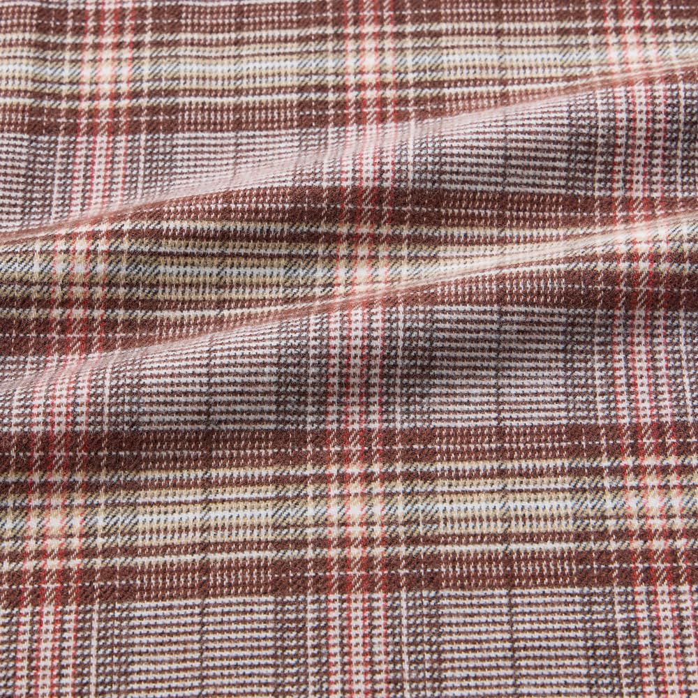 Gunze Brown Made In Long Sleeve and Pants Brushed SF4315 Men's Pajamas, 100% Cotton, Japan, (Front Opening), Flannel, Pre-Dyed Fabric,