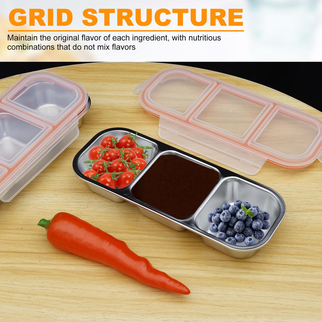 2 Stück Bento Lunchbox mit Deckel Edelstahl unterteilt Snackbehälter Tragbar Auslaufsicher Lunchbox Wiederverwendbarer Lebensmittelbehälter Büro