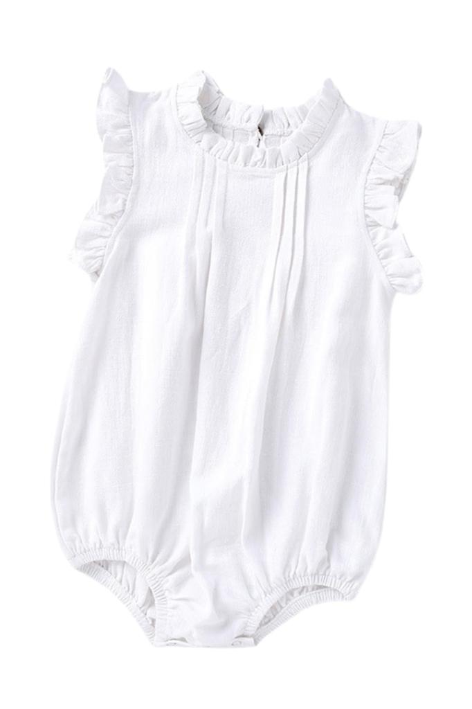 Baby Birthday Great Korean 3 6 1 2 Years [EnDast] White, 66cm, Spring/Summer, Sleeveless, Romper, Comfortable, Girl's Clothes, Ruffles, Cute, Gift,