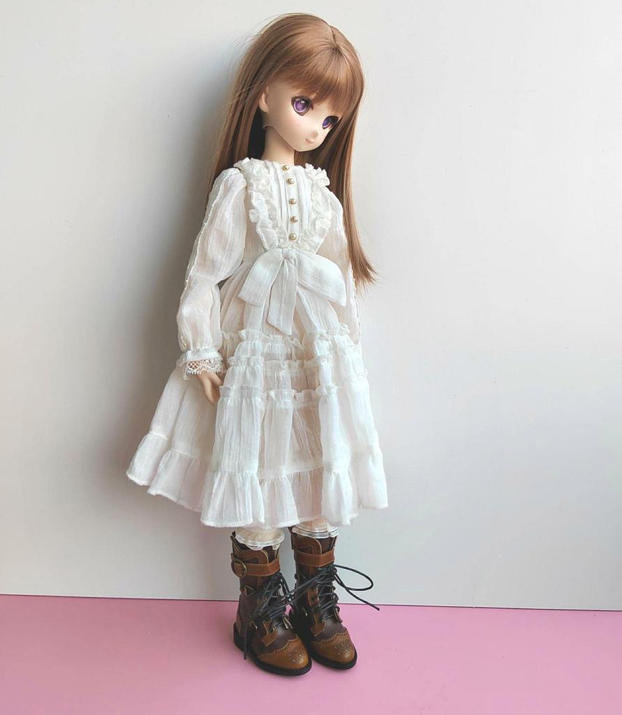 [Dolly Para] Doll boots, 4-minute, boys and girls, Kumako stacked genuine leather boots (brown)