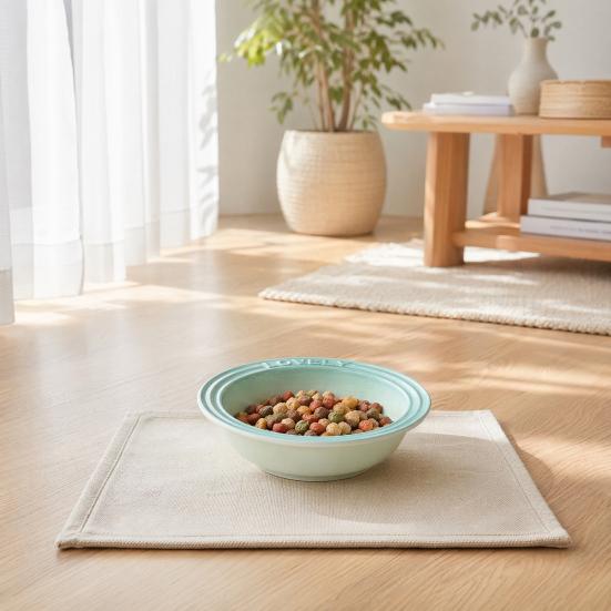 Ceramic Cat Feeding Bowl, Whisker Friendly Kitten Dish for Food & Water, Microwave Dishwasher Safe Wide Shallow Pet Plate for Dry Wet Food