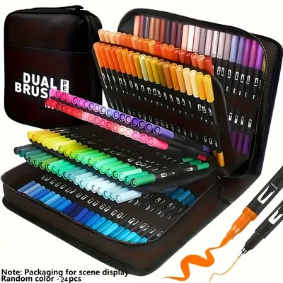 Doppelspitzen-Markerstifte, 72 Farben(Fineliner & Pinsel) Kunstmarker, Künstler-Malmarker-Set für Malbücher für Erwachsene, bluten nicht durch