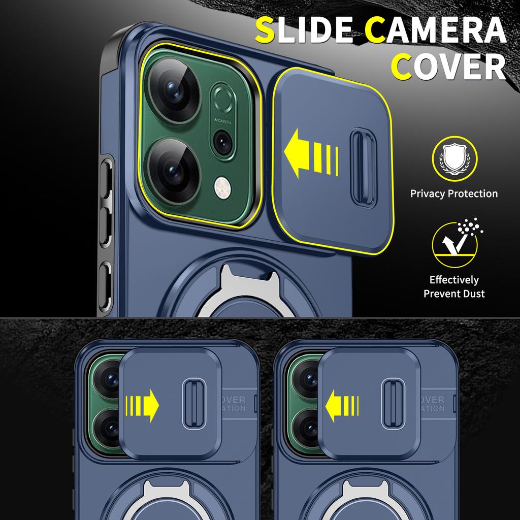 Anti-fall Armor Magnetic Bracket Case for OPPO Reno 14 Pro 5G Reno 14 F Slide Camera Protection Shockproof Cover