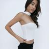 Chic White Sexy Strapless Crop Tops 2024 Elegant Summer Slim Tanks Tube Top Cropped Solid