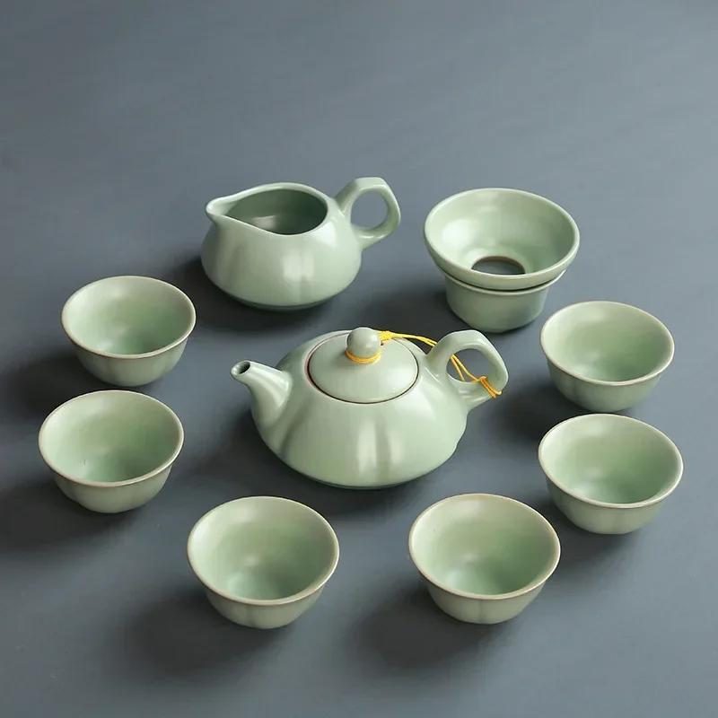 Loov ärikingitus Keraamiline teekomplekt Teekann Kuus teetassi Käsitöö kinkekarbiga Jaapani teekomplekt