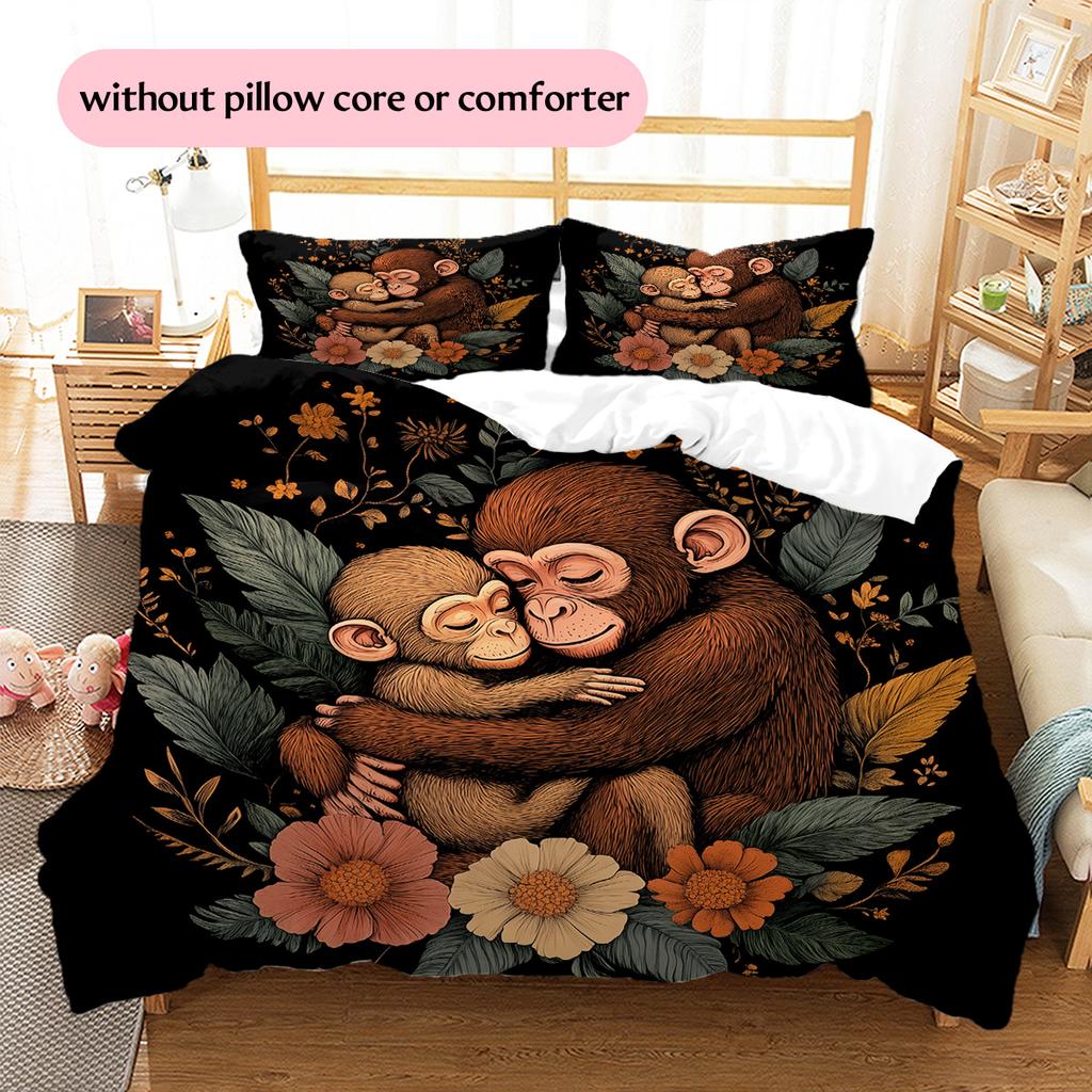 Hugging Animals  Pattern Bedding Quilt Set Quilt Cover Pillowcase Home Decoration  Gift (1 * duvet cover + 2 * pillowcase, without core)